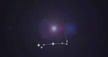 Birbirine bağlı yıldızların, siyah arkaplan karşısında balık sembolü oluşturması. Dijital olarak üretilen hologram, illüstrasyon, falcılık, astronomi, hayvan ve zodyak konsepti.
