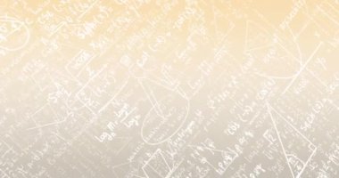 Beyaz renkli matematiksel denklemin animasyonu ve gradyan arkaplan üzerinde diyagramlar. Dijital olarak üretilen hologram, illüstrasyon, vektör, çözümler, toplamlar, formül, öğrenme ve eğitim kavramı.
