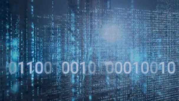 추상적인 배경에 바이너리 코드의 애니메이션 디지털 프로그래밍 인터넷 데이터 — 비디오