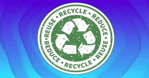 Animación Del Cartel Reciclaje Sobre Fondo Azul Reciclaje Conciencia Medioambiental — Vídeo de stock