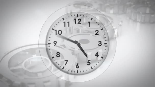 Animacja Poruszającego Się Zegara Koła Zębate Białym Tle Koncepcja Czasu — Wideo stockowe