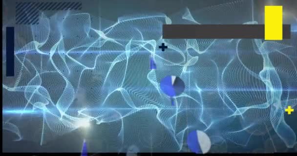Animace Zpracování Dat Přes Světelné Stopy Modrém Pozadí Globální Technologie — Stock video