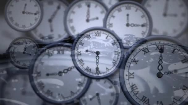 Animação Relógios Movimento Sobre Rodas Engrenagem Sobre Fundo Branco Tempo — Vídeo de Stock