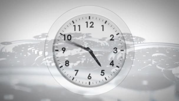 Анимация Движущихся Часов Зубчатых Колес Белом Фоне Время Технологии Концепция — стоковое видео