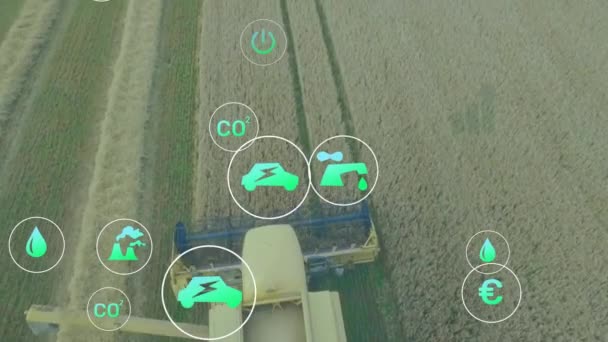 Animatie Van Eco Iconen Informatica Landbouwgrond Mondiaal Landbouw Landbouw Verbindings — Stockvideo