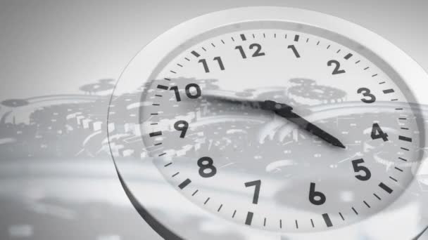 Animação Movimento Relógio Sobre Rodas Engrenagem Sobre Fundo Branco Tempo — Vídeo de Stock