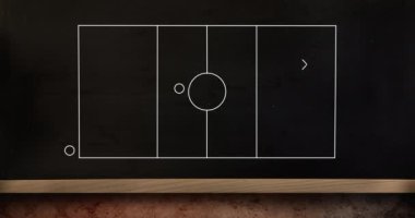 Amerikan futbol sahasındaki taktiksel oyun planının animasyonu. Spor, oyun, taktik, strateji, plan, spor alanı ve yarışma, dijital olarak oluşturulmuş video.