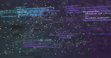 Karanlık arka planda DNA ipliği ve veri işleme animasyonu. Küresel yapay zeka, araştırma, bağlantılar, hesaplama ve veri işleme kavramı dijital olarak oluşturuldu.