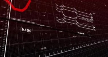 Şebeke üzerinde istatistik ve finansal veri işleme animasyonları. Küresel finans, iş, bağlantılar, hesaplama ve veri işleme kavramı dijital olarak oluşturulmuş video.