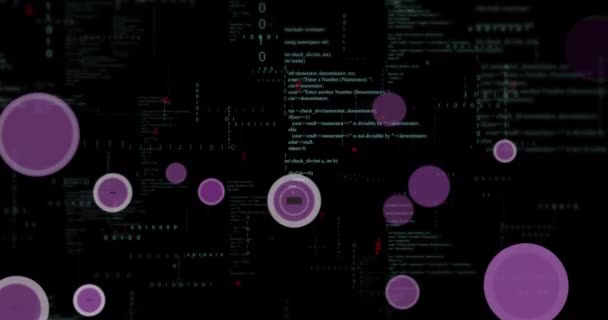 Анімація Тексту Над Обробкою Даних Чорному Тлі Глобальна Технологія Обчислення — стокове відео