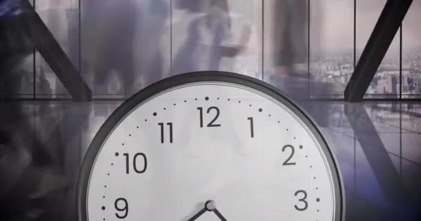 Animation Horloge Sur Divers Gens Affaires Marchant Global Finance Entreprise — Video