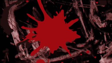 Kırmızı sıçrama ve hareketin animasyonu ve değişen kırmızı doku ve siyah arkaplanda kopyalama alanı. Doku, renk ve hareket konsepti dijital olarak oluşturulmuş video.