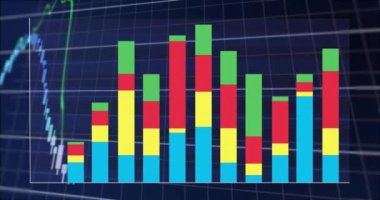 Şebeke üzerinde finansal veri işleme animasyonu. Küresel seyahat, finans, iş, bağlantılar, hesaplama ve veri işleme kavramı dijital olarak oluşturuldu.