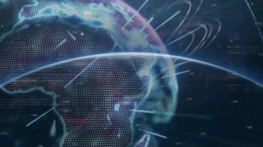 6G metin ve dünya üzerindeki bağlantıların animasyonu. Küresel ağlar, iş dünyası, bağlantılar, hesaplama ve veri işleme kavramı dijital olarak oluşturulmuş video.