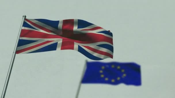 Animazione Della Bandiera Dell Unione Europea Dei Grandi Inglesi Sulle — Video Stock