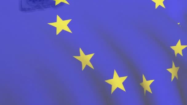Animacja Flagi Unii Europejskiej Nad Amerykańskimi Dolarami Globalne Finanse Biznes — Wideo stockowe