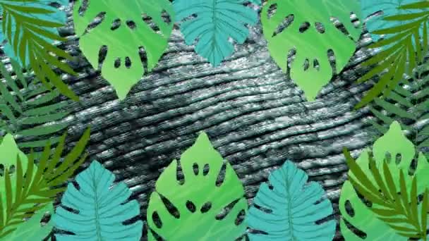 Animación Hojas Verdes Sobre Líneas Movimiento Fondo Formas Colores Naturaleza — Vídeo de stock