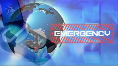 Ödeme terminali üzerinde küresel ve acil durum veri işleme animasyonu. Küresel finans, iş, bağlantılar, hesaplama ve veri işleme kavramı dijital olarak oluşturulmuş video.