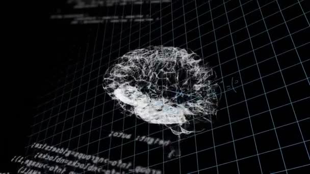 Siyah Zemin Üzerinde Mavi Matematiksel Formüller Geometri Cebir Olan Beyin — Stok video