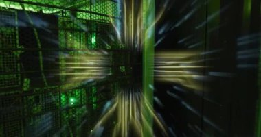 Hawaii veri işleme ve siyah arkaplan üzerindeki bağlantıların animasyonu. Dijital olarak oluşturulmuş küresel yapay zeka, bağlantılar, hesaplama ve veri işleme kavramı.