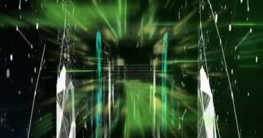 Bilgisayar sunucuları üzerinden bağlantı ve veri işleme animasyonları. Küresel finans, iş, bağlantılar, hesaplama ve veri işleme kavramı dijital olarak oluşturulmuş video.