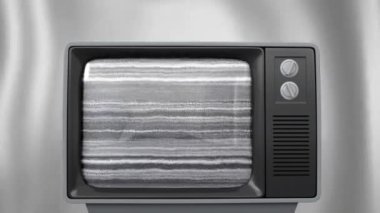 Yeşil yüzen arka planda televizyona müdahalenin canlandırılması. Soyut arkaplan ve teknoloji konsepti, dijital olarak üretilen video.