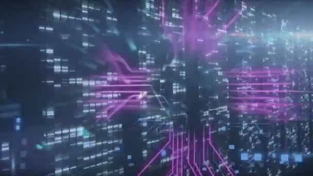 Animatie Van Gegevensverwerking Computer Printplaat Servers Mondiale Kunstmatige Intelligentie Verbindingen — Stockvideo
