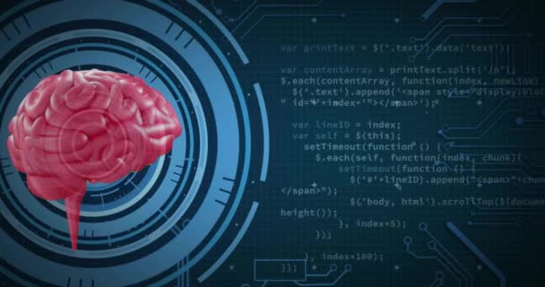 Анимизация Человеческого Мозга Обработка Данных Глобальный Бизнес Связи Вычислительная Техника — стоковое видео