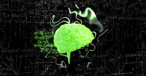Animación Del Cerebro Humano Procesamiento Matemático Datos Negocios Globales Conexiones — Vídeos de Stock