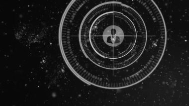 Siyah zemin üzerinde simgelerin ve veri işlemlerinin animasyonu. Dijital olarak oluşturulmuş küresel yapay zeka, bağlantılar, hesaplama ve veri işleme kavramı.