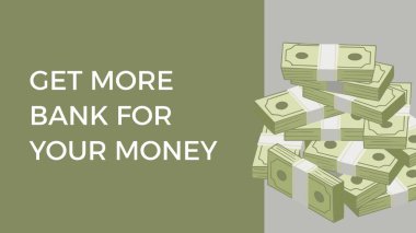 Paran için daha fazla banknot al. Yeşil üzerine mesaj at. Gri üzerine de kağıt para olsun. Finans, yatırım, para, tavsiye ve strateji, dijital olarak oluşturulmuş imaj.