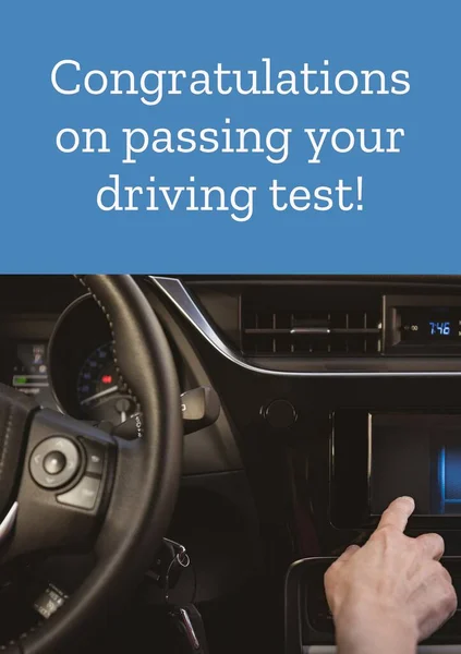 Yay, you passed your driving test text in red, pink and orange over parked cars. Car, passing driving test, celebration and congratulations card design, digitally generated image.