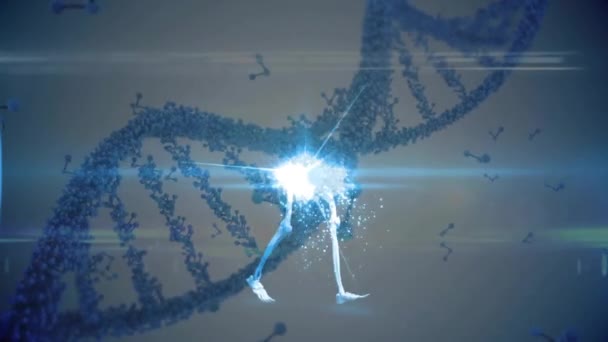 Animation Digital Human Model Dna Strand White Background Science Computing — Stock Video