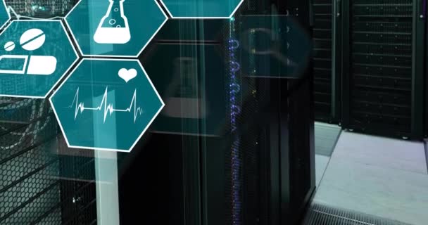 Анімація Наукової Обробки Даних Над Комп Ютерними Серверами Медицина Язки — стокове відео
