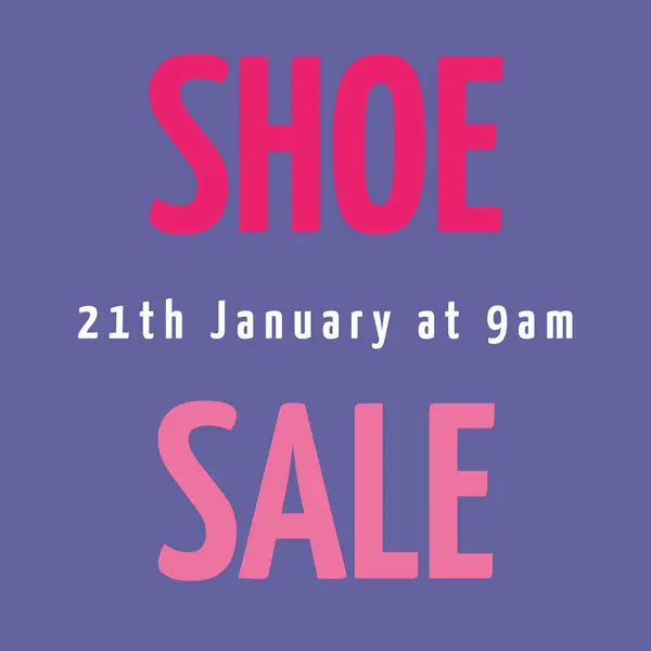 Composite of shoe sale in white on lilac background. Isolated image, sale, shopping, clothes, information and writing concept.