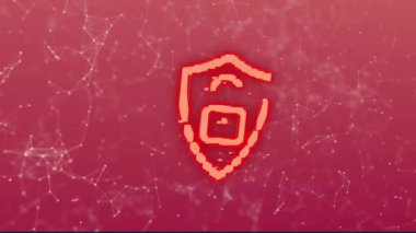 Bağlantılar ve asma kilitle veri işleme animasyonları. Küresel siber güvenlik, bağlantılar, hesaplama ve veri işleme kavramı dijital olarak oluşturuldu.