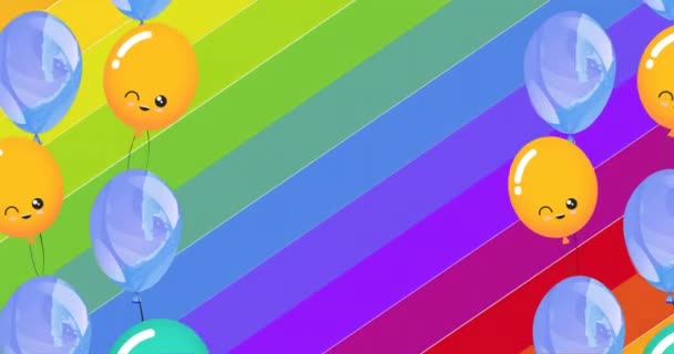 Animation Pride Text Balloons Rainbow Background Abstract Background Pride Celebration — Stock Video