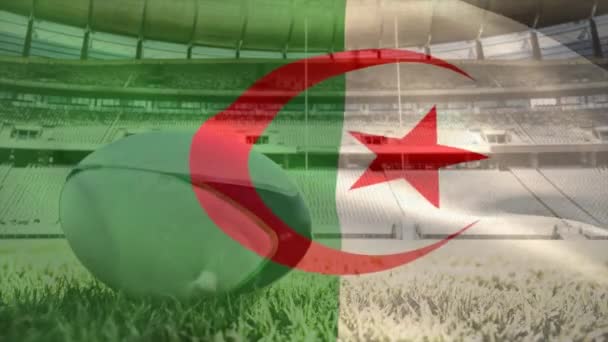 경기장 알제리의 깃발을 흔드는 애니메이션 스포츠 디지털 방식으로 생성된 — 비디오
