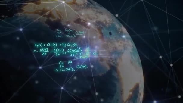 Animering Matematiska Ekvationer Och Glob Svart Bakgrund Abstrakt Bakgrund Och — Stockvideo