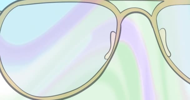 Animation Einer Beigen Brille Auf Buntem Hintergrund Abstraktes Hintergrund Und — Stockvideo