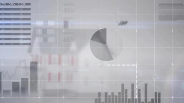 Animazione Dell Elaborazione Dei Dati Finanziari Attraverso Rete Concetto Finanza — Video Stock