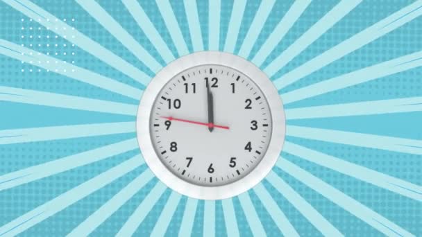 Animation Icône Horloge Tic Tac Contre Les Rayons Radiaux Motif — Video