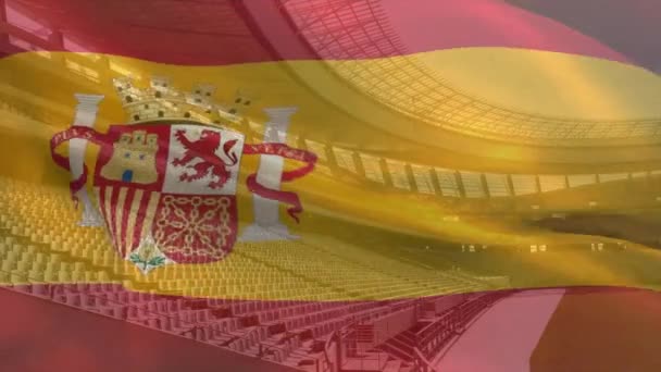 경기장 스페인의 깃발을 흔드는 애니메이션 스포츠 디지털 방식으로 생성된 — 비디오