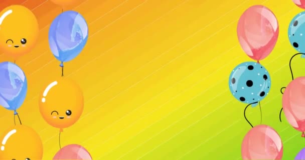Animatie Van Vrolijke Kleurrijke Ballonnen Regenboogvlaggen Regenboogachtergrond Lgbtq Trots Seksualiteit — Stockvideo