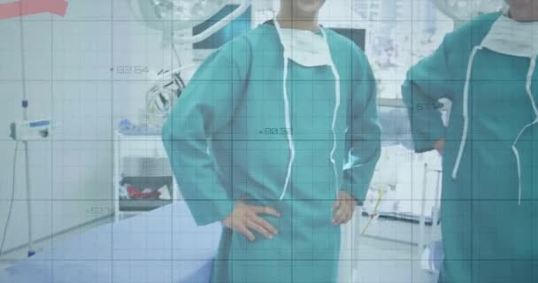 Animazione Dell Elaborazione Dei Dati Diversi Chirurghi Maschi Ospedale Medicina — Video Stock