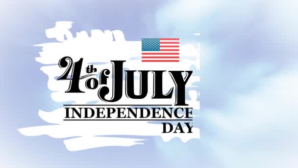 Animation 4Th July Independence Day Text Clouds Usa Flag Patriotism — Stock Video