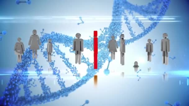 Animation Icons Dna Strand Light Trails Blue Background Science Computing — Stock Video