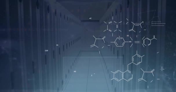 Animazione Dell Elaborazione Scientifica Dei Dati Server Informatici Medicina Connessioni — Video Stock