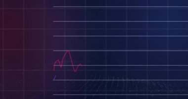 İstatistik ve finansal veri işleme animasyonu. Küresel bağlantılar, dijital arayüz, hesaplama ve veri işleme kavramı dijital olarak oluşturulmuş video.
