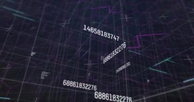 Siyah arka planda bağlantı ağının ve veri işleme ağının animasyonu. Soyut arkaplan ve şablon kavramı, dijital olarak oluşturulmuş video.